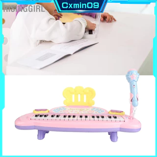 RisingGirl Bàn phím trẻ em Đàn piano điện tử cầm tay Học tập sớm Đồ chơi đàn âm nhạc giáo dục có micrô Màu hồng