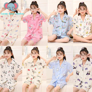 Bộ Đồ Ngủ Mùa Hè Bé Gái 2024 Phong Cách Mới Trẻ Em Homewear Phù Hợp Với Bé Gái Quần Short Tay Ngắn Phong Cách Mỏng Bộ Đồ Điều Hòa Mùa Hè