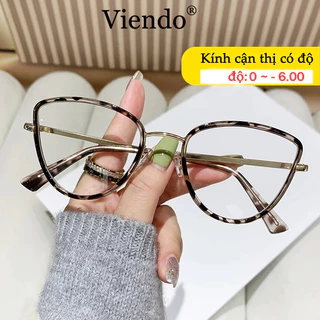 Kính Cận Có Độ VIENDO Kính Mắt Mèo Nữ Chống Ánh Sáng Xanh Chống Tia UV Kính Đổi Màu Khi Ra Nắng Thời Trang -1.0/-2.0/-3.0/-4.0/-5.0/-6.0