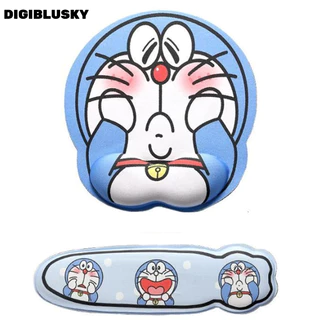 DIGIBLUSKY Blushing Fatty Blue Cat Mouse Pad + Bộ bàn phím Miếng đệm cổ tay chuột + Bộ hỗ trợ bàn phím