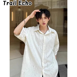 Áo sơ mi nam phong cách Anh Trail Echo mùa hè mỏng thiết kế cổ điển gấp cổ áo ngắn tay