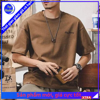 Paulweekend Dx106 Cotton Nguyên Chất 220G Thả Vai Nửa Tay Cà Phê Đen Trắng Xanh Đậm