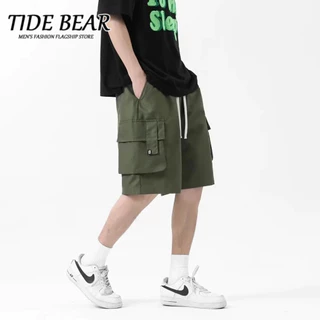 TIDE BEAR Quần Short Mỹ Quần Short Nam Mùa Hè Tối Phố Cao Nhiều Túi Rời Thẳng Thể Thao Thường Ngày