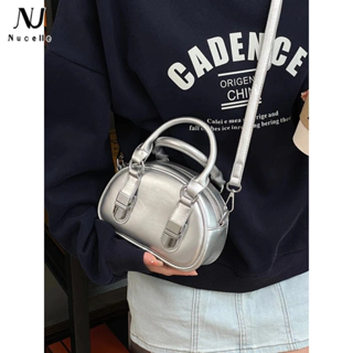 Nucelle Phiên bản Hàn Quốc của túi bowling cầm tay thích hợp dành cho nữ phong cách mới hợp thời trang túi vỏ thời trang phù hợp với túi xách màu trơn