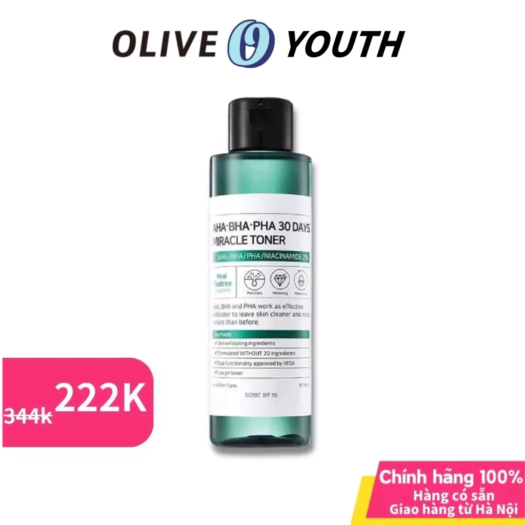 Some By Mi Nước hoa hồng làm sạch da dầu mụn trong 30 ngày AHA-BHA-PHA 30 Days Miracle Toner 150ml