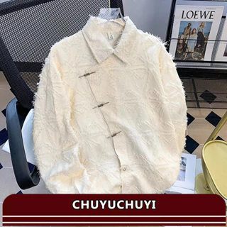 Áo sơ mi dài tay thương hiệu Guochao dành cho nam, áo sơ mi nút kim loại phong cách Trung Quốc cao cấp, áo khoác phong cách Trung Quốc mới rộng rãi và rộng rãi