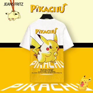 Jeans Fritz Áo Thun Mỏng Mùa Hè Tay Cộc Cổ Tròn In Hình Pikachu Hoạt Hình Cho Nam