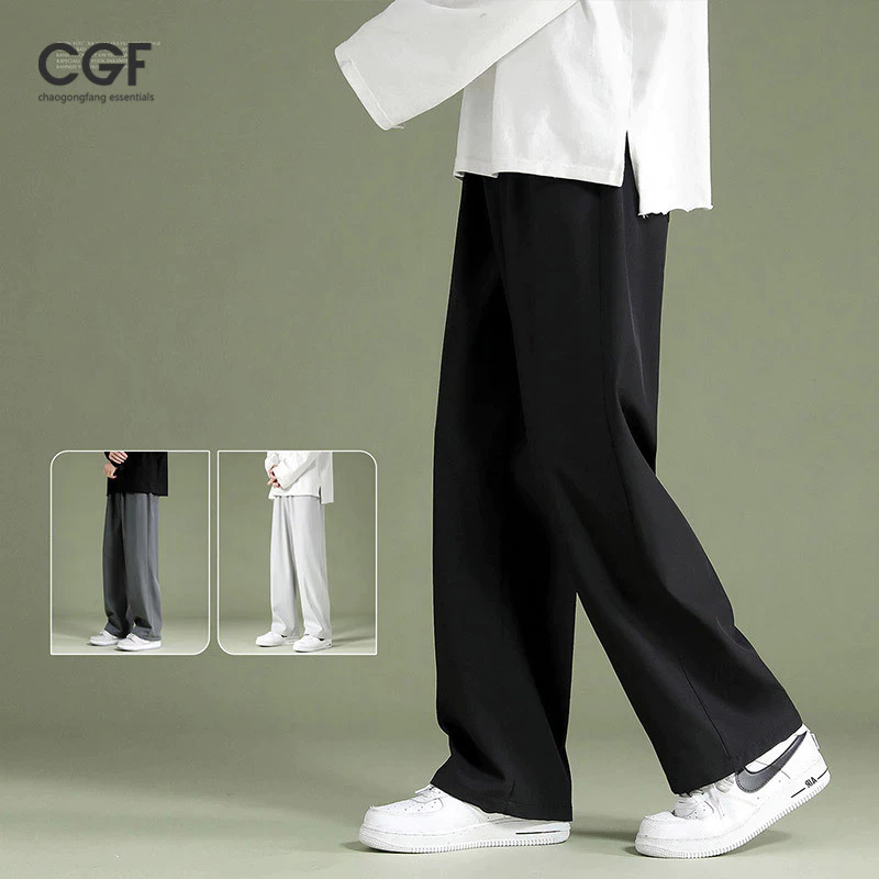 CGF Quần ống thẳng mỏng nam dáng rộng học sinh màu trơn ống rộng quần chín điểm thông thường