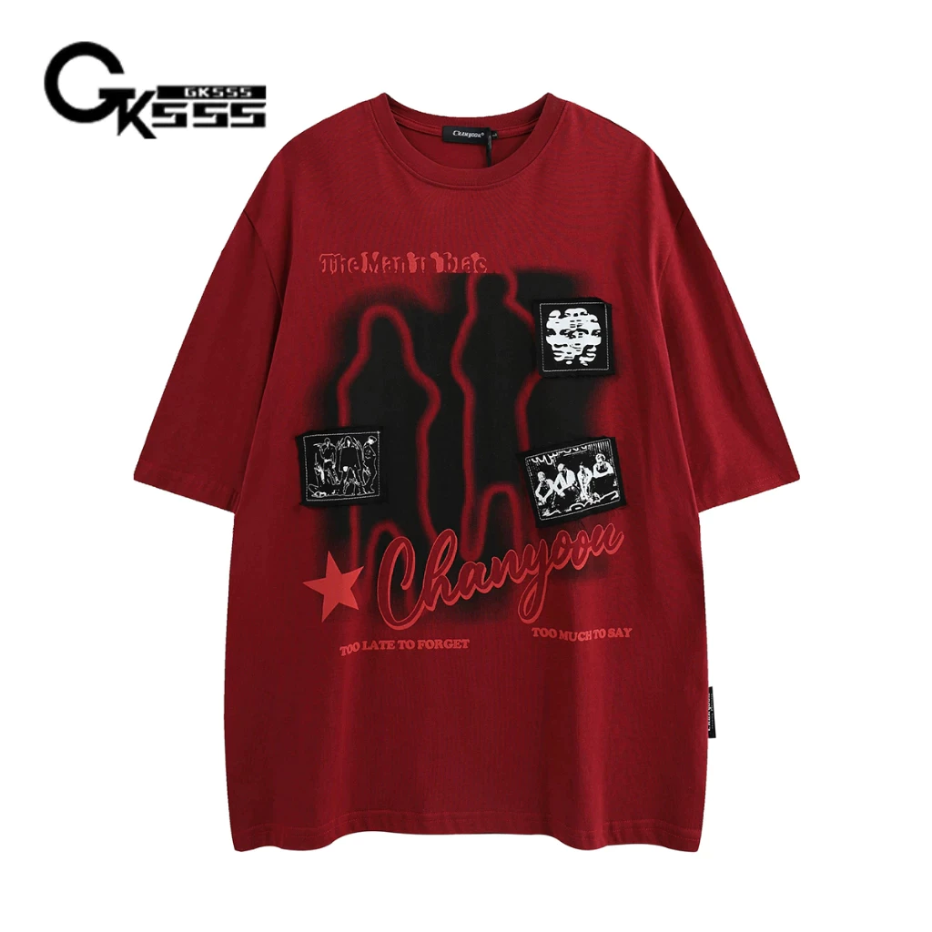 GKSSS Mới Mùa Hè Mỹ Áo Thun Nam Cao Cấp In Hình Rời Nam Hip Hop Cổ Tròn Cotton Tay Ngắn Đa Năng