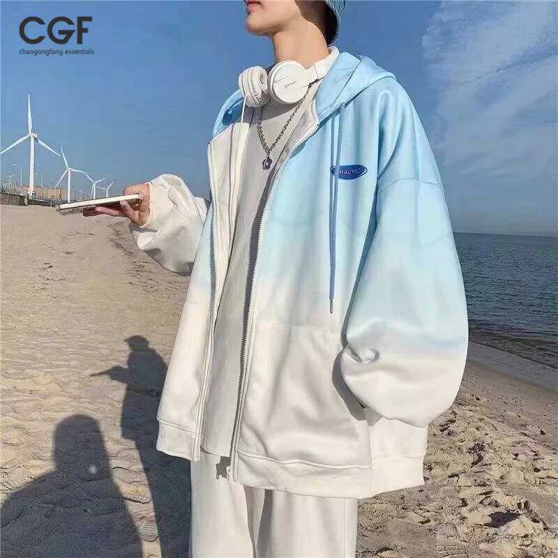 CGF Áo khoác nam Thương hiệu hợp thời trang Áo khoác có mũ trùm đầu hợp thời trang đa năng