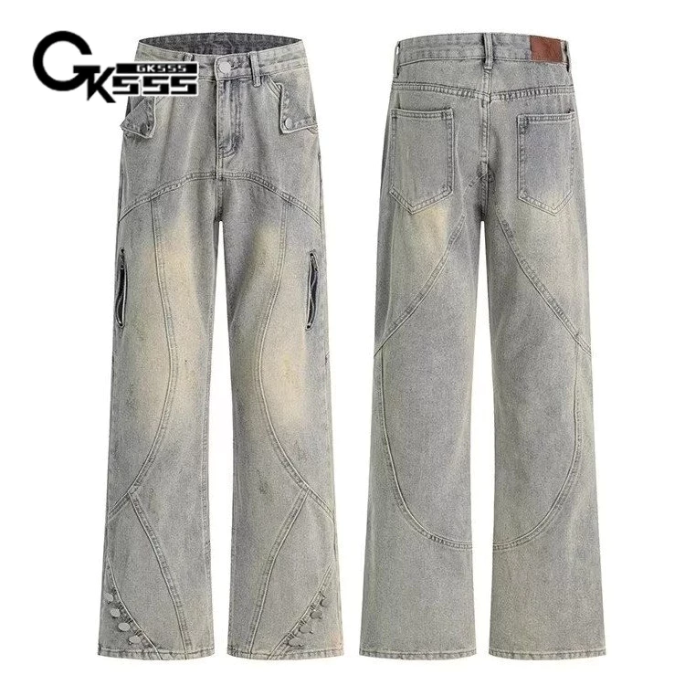 Gksss Quần Jean Nam Mỹ retro Rời Thường Ngày Giặt Đau Khổ vibe Quần Phố Cao Cấp Thoáng Mát