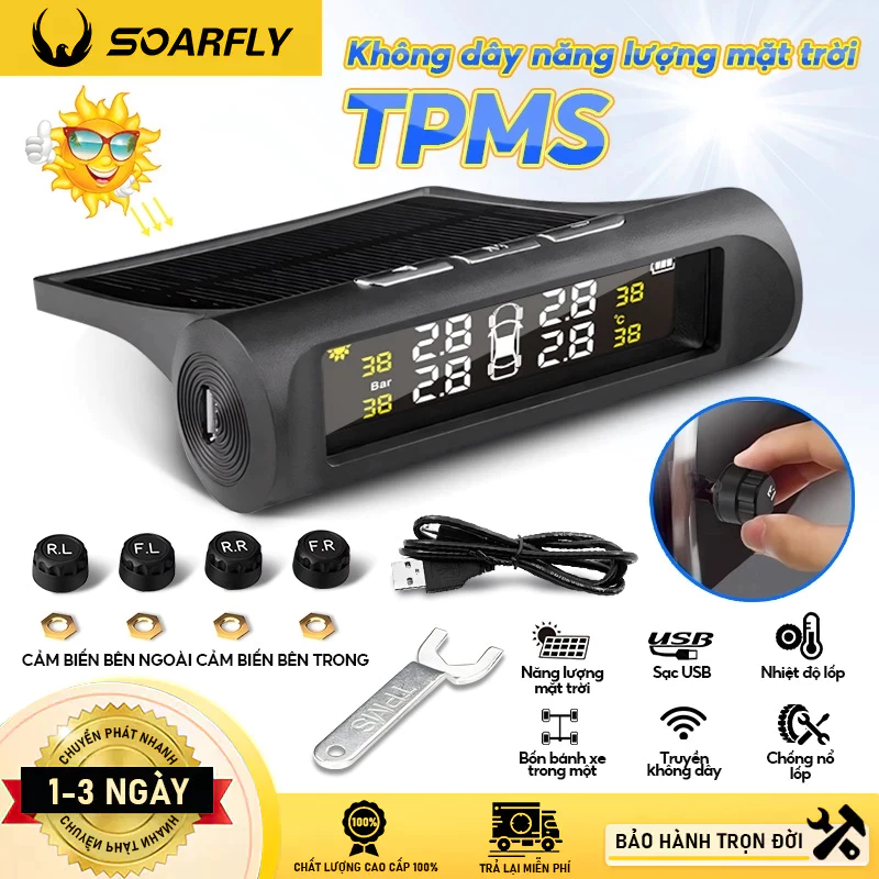 【TPMS】Cảm Biến Áp Suất Lốp Ô Tô Lốp Van Ngoài TPMS Pin Sạc Năng Lượng Mặt Trời Màn Hình+Bảo Hành đang được đối chiếu cho người mua tại Việt Nam