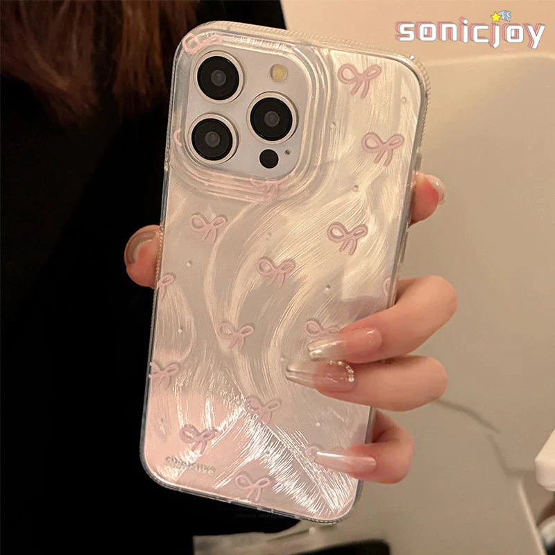 ốp lưng iphone mềm Ins Nhiều Màu Sắc Nơ Nút Thắt Lưng cho iPhone 16 15 14 13 12 11 Pro Max X Xr Xs Max 7 8 Plus-SY