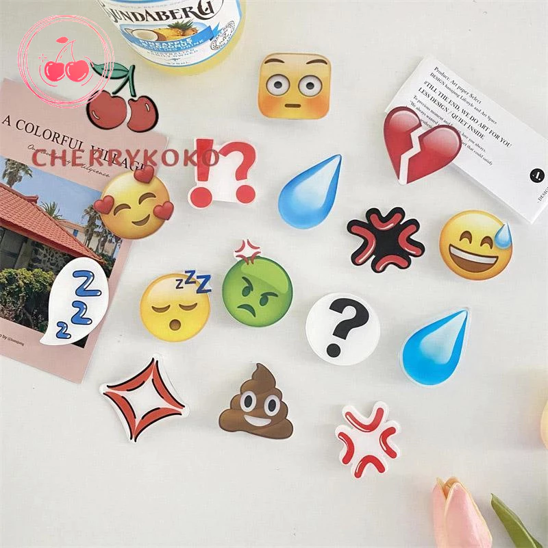 💞Cherry💞 Kẹp Tóc Acrylic Hình Biểu Tượng Cảm Xúc Yên Tĩnh Chống Mồ Hôi,Kẹp Tóc Hình Emoji