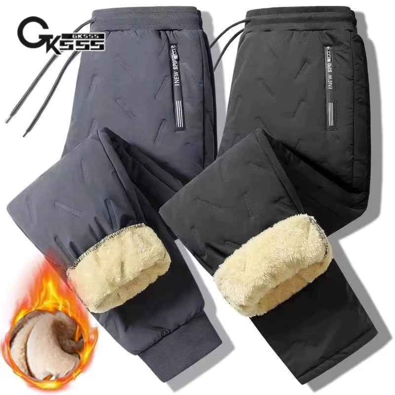 Gksss Nam Mùa Đông Lót Lông Cừu Dày Chống Gió Ấm Áp Quần Cashmere
