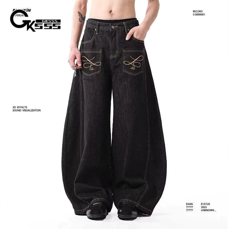 Gksss Quần jean nam đường phố cao cấp kiểu dáng lười biếng chất lượng cao phong cách trung tính quần jean scimitar