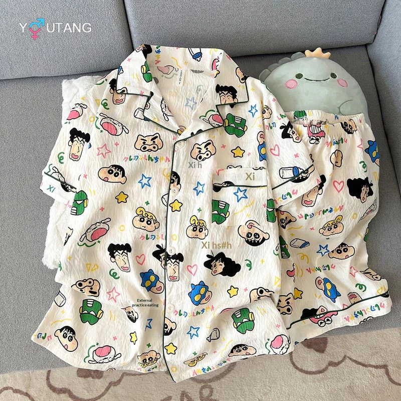 Bộ đồ ngủ Cotton in họa tiết Dachshund dễ thương dành cho nam mùa hè Quần Short ngắn tay thoải mái mặc tại nhà