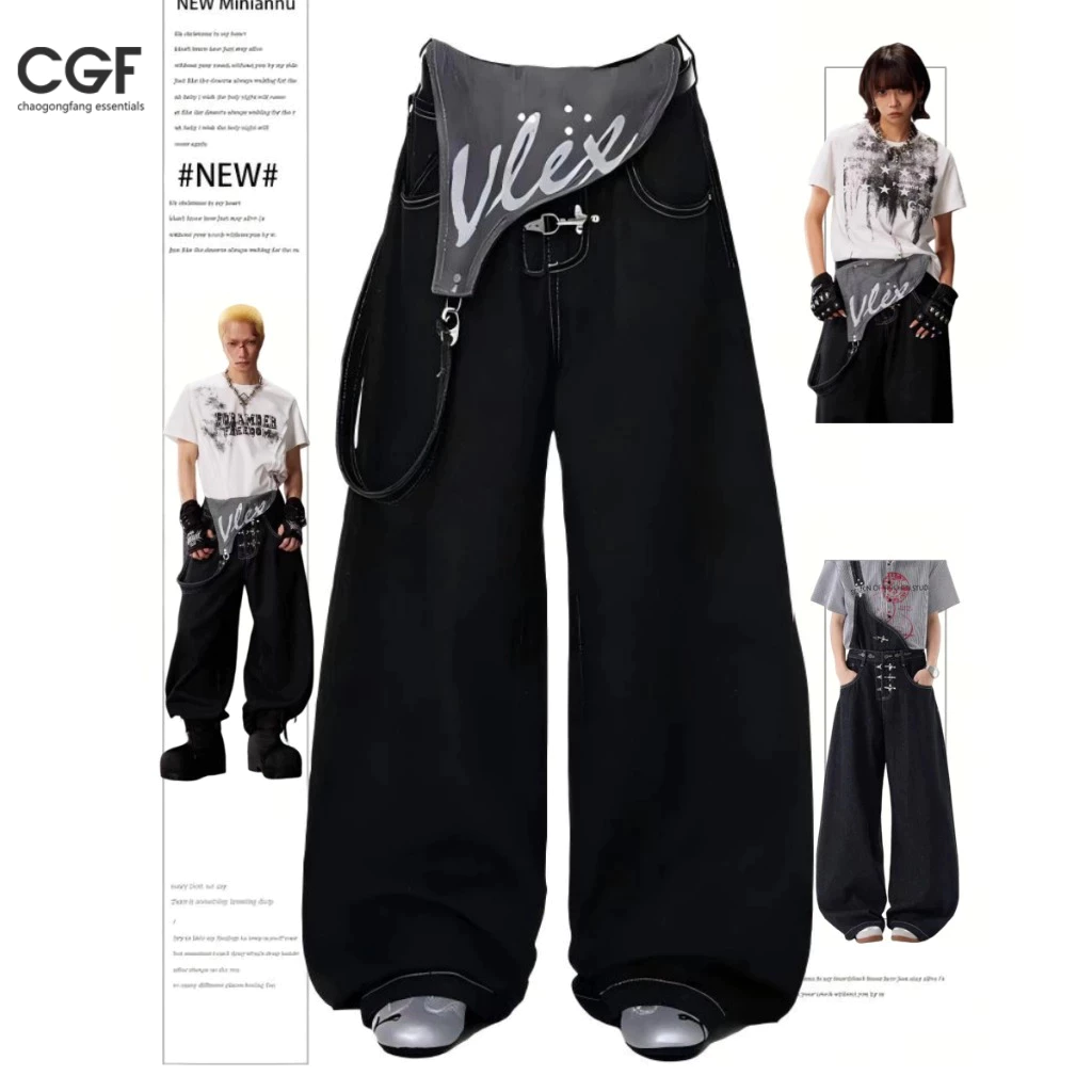 CGF Quần yếm denim nam phong cách cao cấp và trung tính High Street