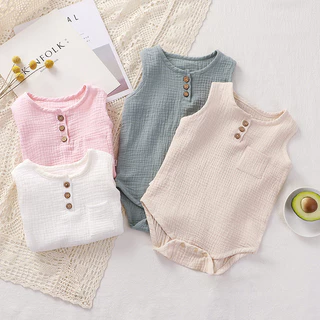 Bộ Đồ cotton Mùa Hè Gồm Áo Liền Quần Và Quần Dành Cho Bé Sơ Sinh