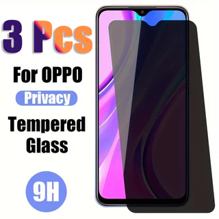 [3 Chiếc] Kính Cường Lực Chống Gián Điệp Riêng Tư Cho OPPO A5S A12 A3S A15 A16 Reno 4 5 8 A92 A52 A72 A33 A53 A54 A55 A74 A94 A95 A96 A57 A76 A55 A17 A78 F19 PRO 4G 5G Màn Hình Bảo vệ