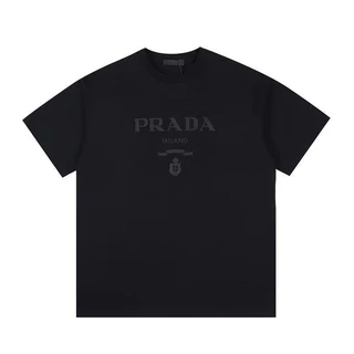 Prada Áo Thun Tay Ngắn In Hình Tam Giác Thời Trang Dành Cho Cả Nam Và Nữ