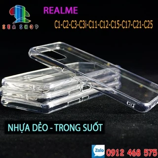 Ốp lưng trong suốt Realme C1, C2, C3i, C11, C12, C15, C17, C21, C25, 8 Pro, C25S, C25Y,C21Y - Nhựa dẻo trong suốt