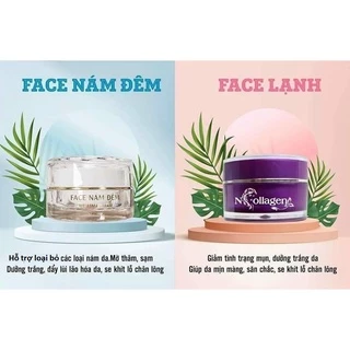 Kem Face Nám Đêm + Kem White Glow Skin NCOLLAGEN - Tạm biệt nám, tàn nhang, trắng da căng bóng