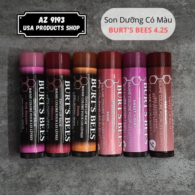 Son Dưỡng Có Màu Burt's Bees Tinted Lip Balm 4.25g - Hàng Mua Tại Mỹ, Màu Tự Nhiên, Thành Phần Dưỡng Ẩm Cao - Az9193