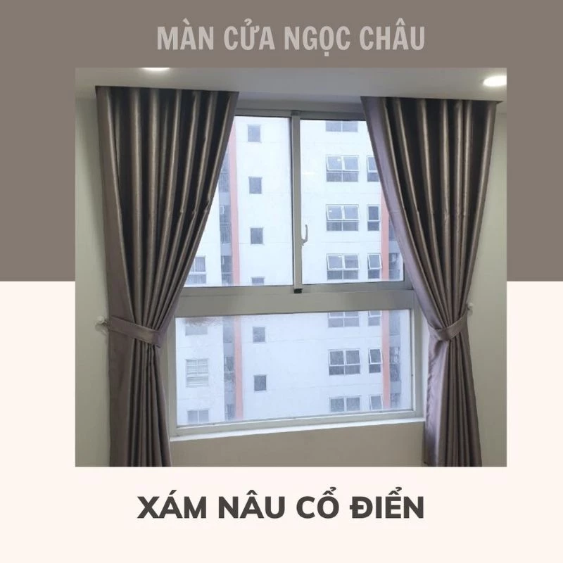 Rèm Cửa Xám Nâu Chống Nắng Cực Tốt Nhiều Kích Thước Hoạ Tiết - MÀN CỬA NGỌC CHÂU