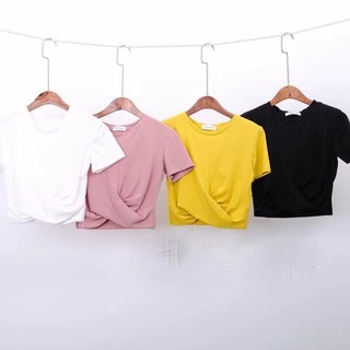 Áo croptop thun gân xoắn eo tay ngắn - 25 Store