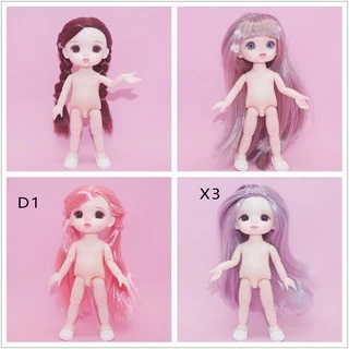 16cm bjd 13 búp bê có khớp có thể di chuyển dễ thương nhãn cầu lớn cậu bé cô gái đầu búp bê có giày cho bé gái đồ chơi