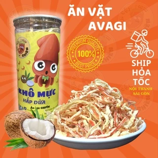 Khô mực hấp dừa xé sợi 250g đồ ăn vặt AVAGI vừa ngon vừa rẻ