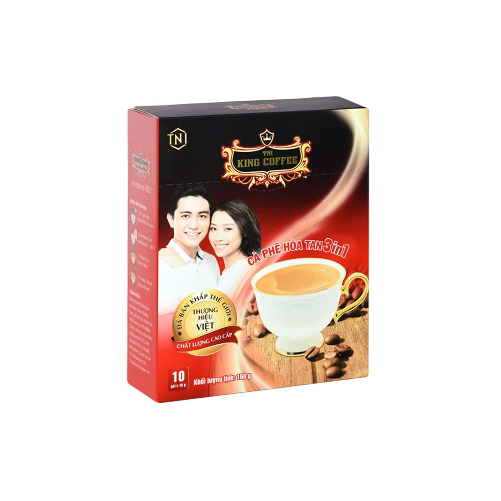 Cà Phê Hòa Tan 3IN1 TNI KING COFFEE - Hộp 10 gói x 16g - Từ hạt café Arabica và Robust