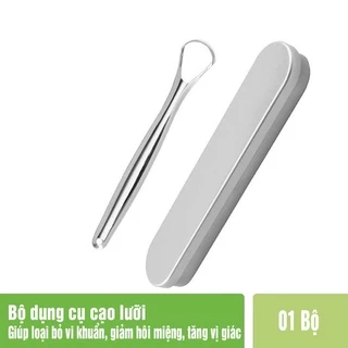 Dụng cụ cạo lưỡi Loki, Dụng cụ vệ sinh lưỡi inox cao cấp kèm hộp - Giúp loại bỏ vi khuẩn, giảm hôi miệng - soleil shop