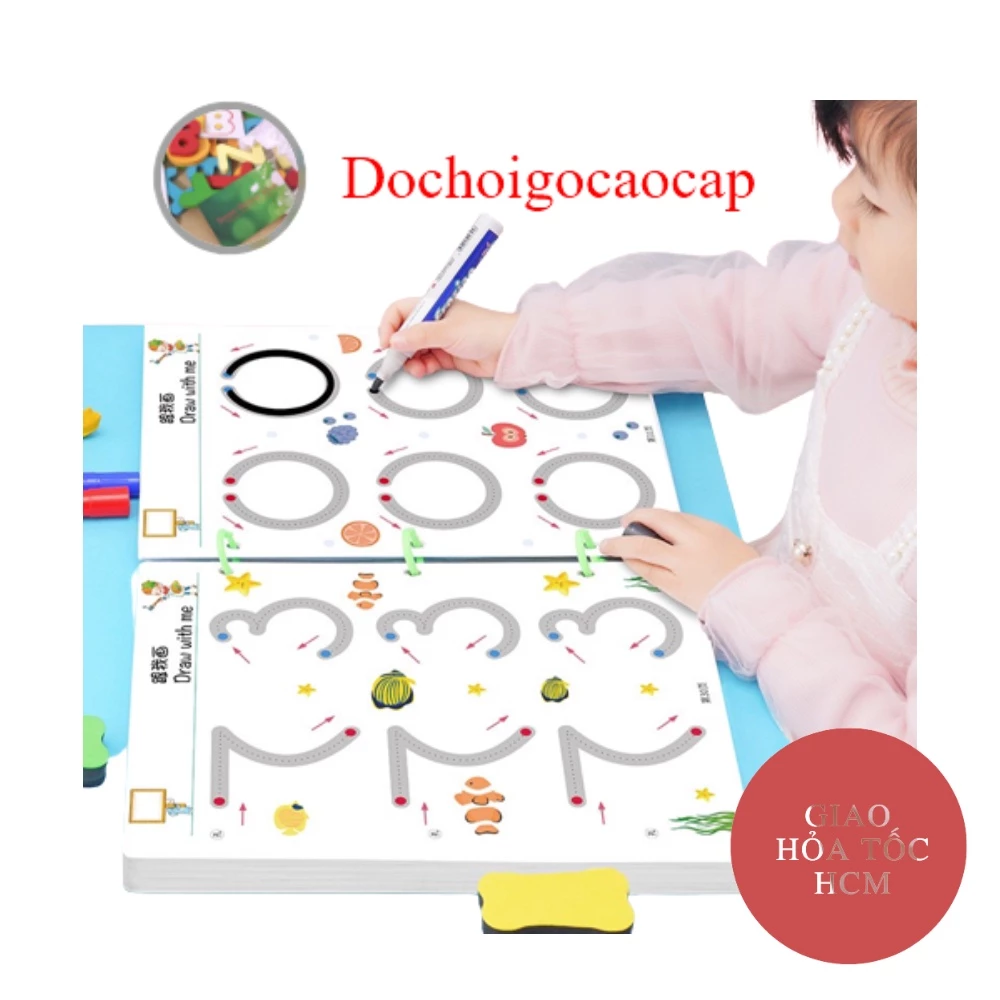 Đồ chơi Giáo dục Montessori tập viết vẽ xóa được kèm bút viết cho bé từ 2 - 6 tuổi