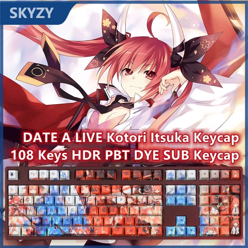Kotori Itsuka Keycap Cherry Profile DATE A LIVE Theme Anime PBT Dye Sub Bàn phím cơ học Keycap
