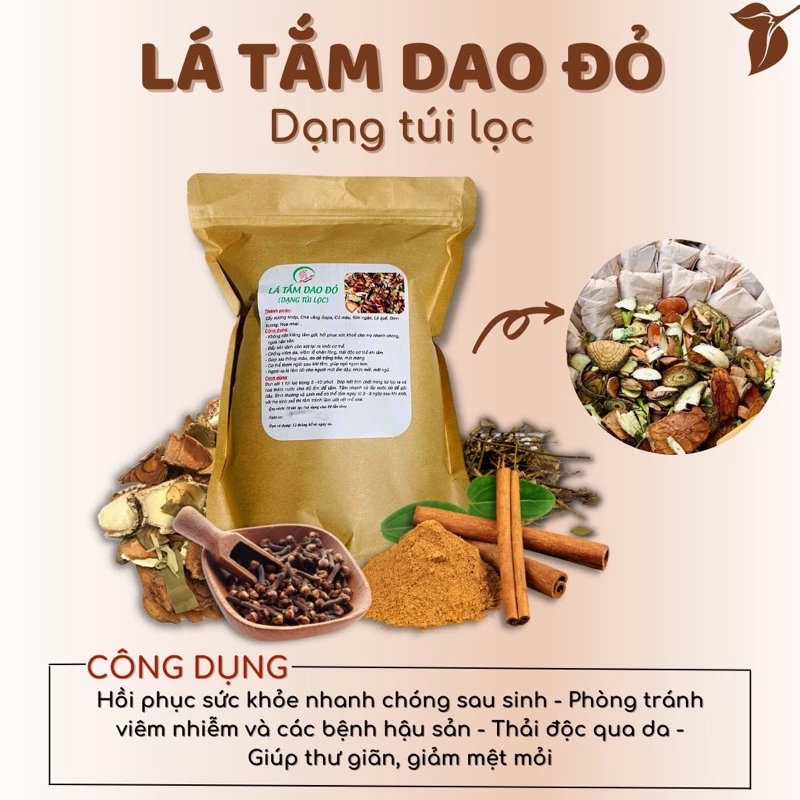 LÁ TẮM DAO ĐỎ SAU SINH (10 TÚI LỌC)