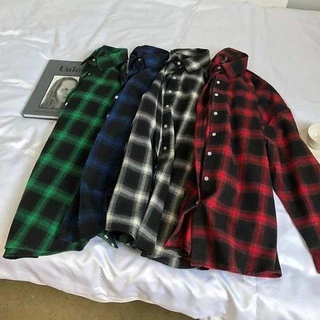 ÁO SƠ MI CARO ĐỦ MÀU NAM NỮ, Áo sơ mi nam dài tay, họa tiết kẻ caro Flannel, chất dạ dày dặn, phong cách Hàn Quốc