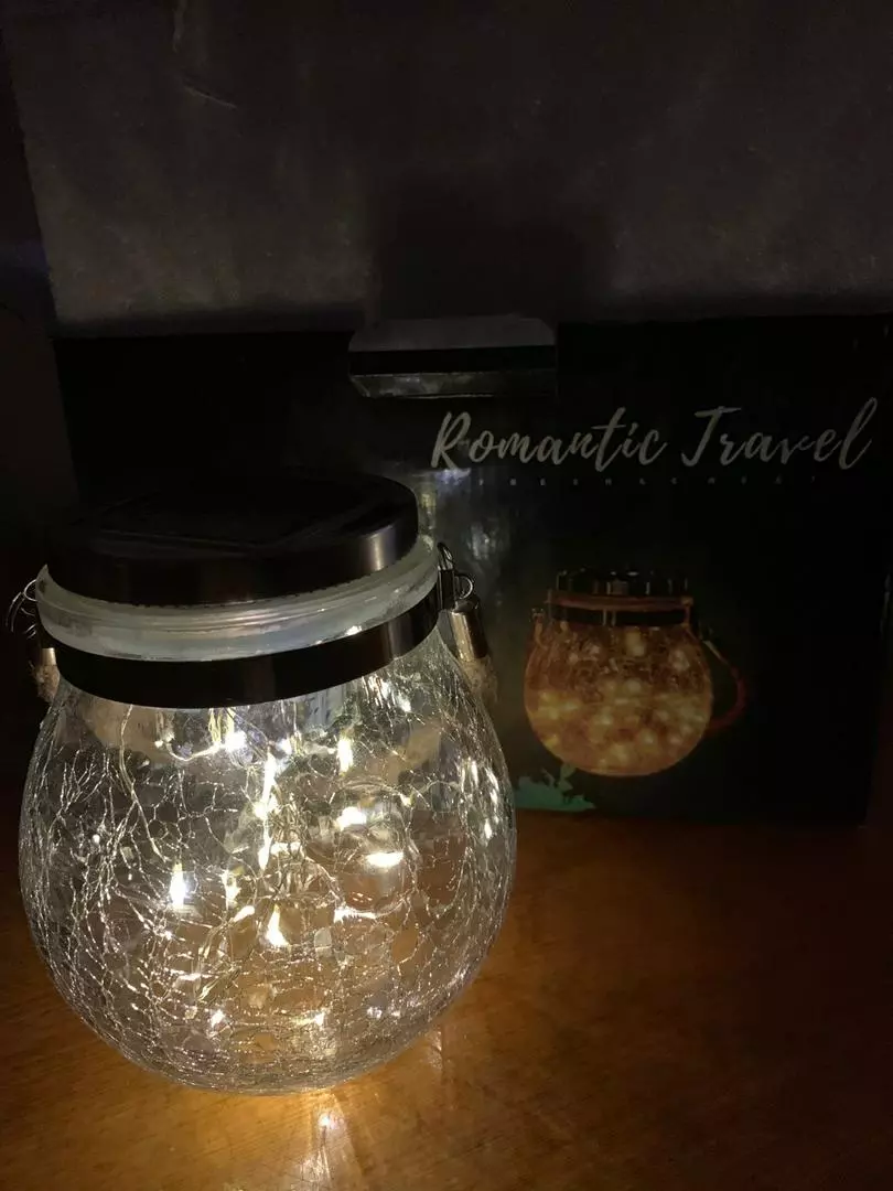 Solar Powered 30 LED Crackle Ball Jar Fairy Light For Outdoor Garden Tree photo review