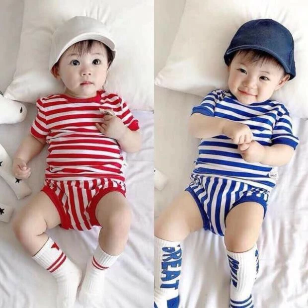 Bộ Chip Kẻ [FREESHIP] Bộ Cotton Chất Thun Lạnh Cho Bé Trai Bé Gái