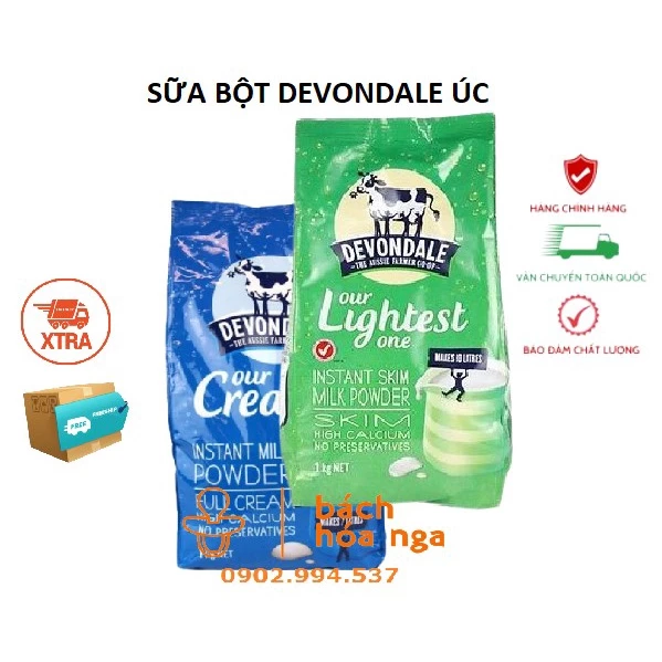 [SB]  Sữa Bột Devondale Nguyên Kem/Tách Béo Úc gói 1kg
