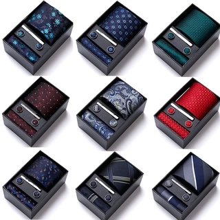 8cm Mens Slim Tie Hộp quà cao cấp Set Chú rể kết hôn kinh doanh chuyên nghiệp ăn mặc thời trang phụ kiện lễ hội quà tặng