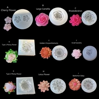 Khuôn silicone làm mặt trang sức resin epoxy tạo hình hoa cúc sen trà mẫu đơn 3D 10 phong cách tiện lợi