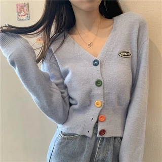 Áo Cardigan Cổ Chữ V Dáng Rộng Thời Trang Mùa Thu Cho Phụ Nữ