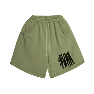 Quần short RIDICULOUS - SHORT PUNK KREAM WHITE, BLACK CANDY, Nỉ cua 100% cotton