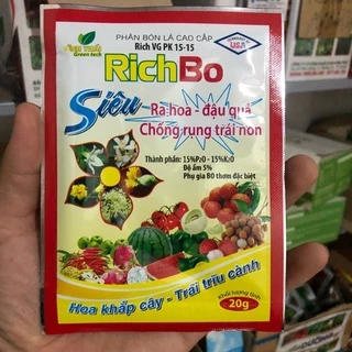 Phân bón siêu ra hoa đậu quả, chống rụng trái non, ra hoa đồng loạt, xử lý ra hoa trái vụ cây ăn quả Richbo gói 20g