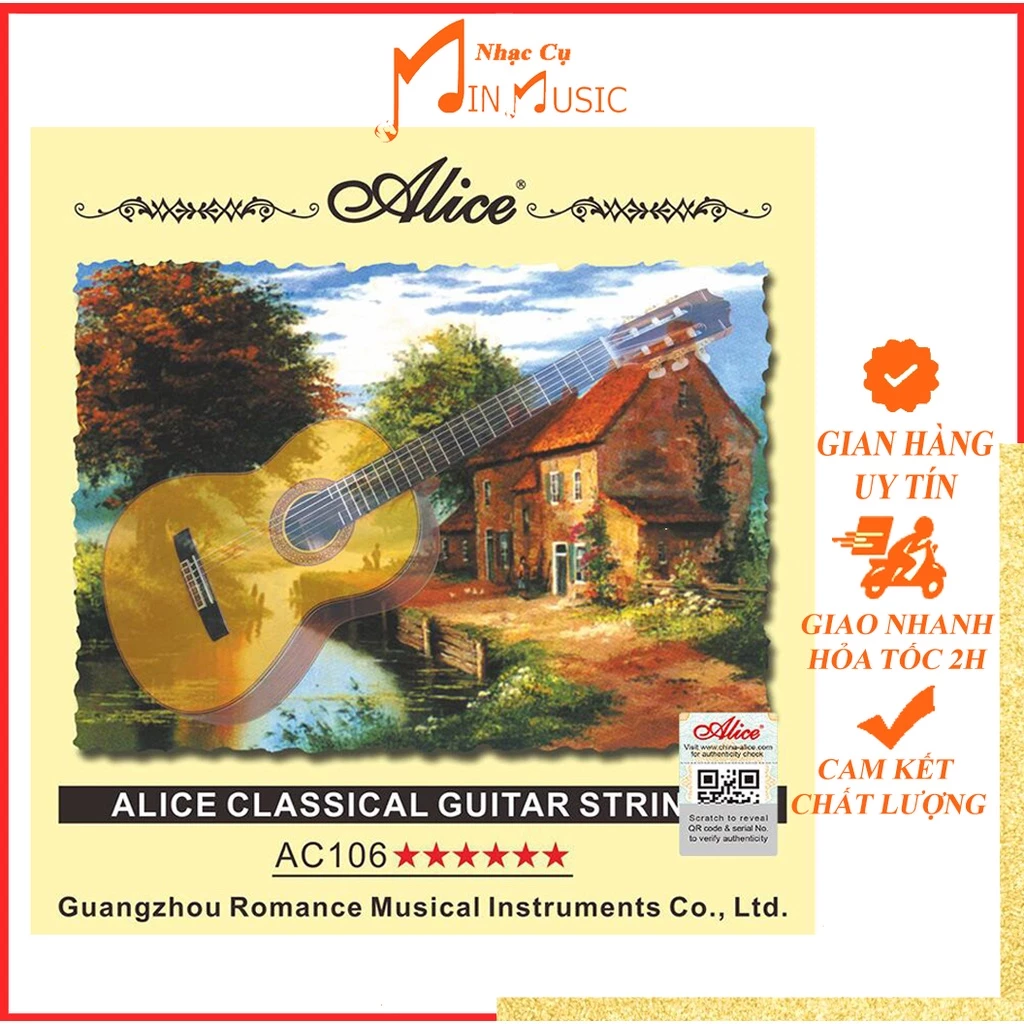 Dây Đàn guitar Classic Alice A106 I Dây Đàn Guitar Nylon Hàng Chính Hãng Dây Bấm Êm Tay Mềm Nhẹ