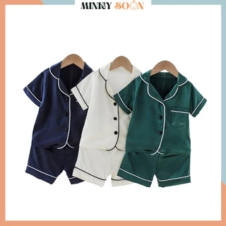 Bộ Pijama Lụa Cộc Tay Minky Soon Cho Bé Trai Và Bé Gái Từ 6-28kg