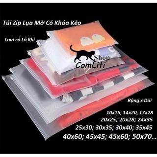 Túi Zip Lụa Mờ Có Khóa Kéo Loại Có Lỗ Khí Size To Size Nhỏ Dày Dai Mềm Mịn