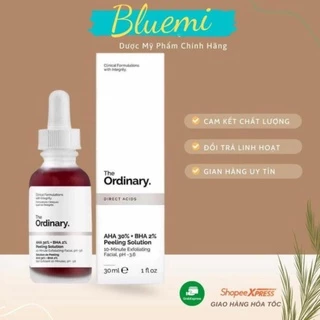 The Ordinary AHA 30% + BHA 2% Peeling, Serum Tẩy da chết hóa học giảm mụn đầu đen - Bluemi